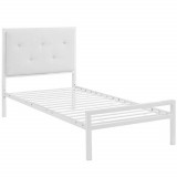 Cadru pat metalic Hanna cu grilaj cadou, in mai multe dimensiuni si culori-90x200 cm-alb