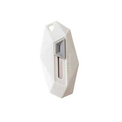 Cutter pentru Cutii, Varf Rotunjit si Zimtat, Tip Breloc, 6.5x3.5 cm, Alb foto