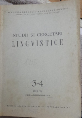1956 Revista Studii si cercetari lingvistice Anul VII / Nr 3-4 Academia RSR CVP foto