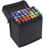 Cumpara ieftin Set profesional de markere dual tip, 40 culori intense, cu husa de transport , pentru desen, schite, proiecte artistice si scoala
