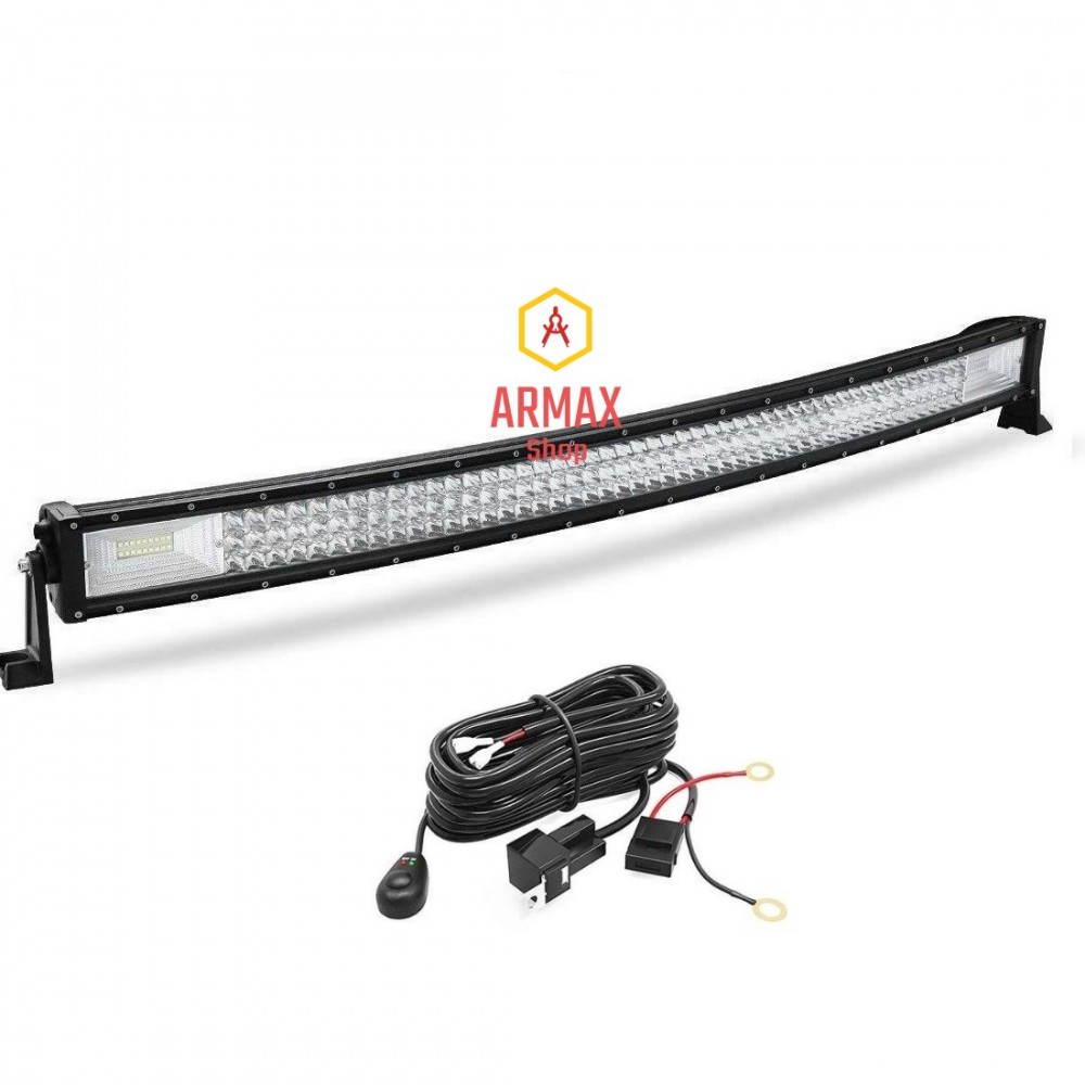 Proiector led bar curbat 114 cm 540w offroad camion atv + kit cablaj ...
