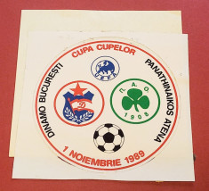 Sticker fotbal - DINAMO BUCURESTI in Cupa Cupelor (01.11.1989) vezi descriere foto