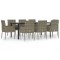 Set mobilier de gradina cu perne, 9 piese, negru/gri, poliratan