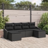 Gossi set de canapea pentru gradina 6 piese cu perne negru poliratan