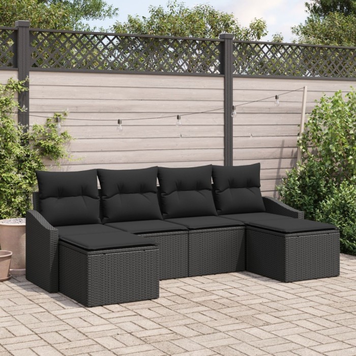 Gossi set de dining pentru gradina cu perne ratan poli negru