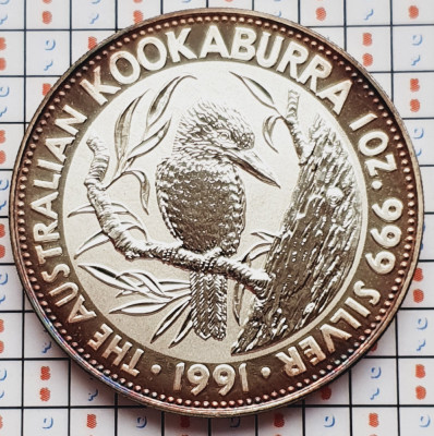 1370 Australia 5 Dollars 1991 Elizabeth II ( Kookaburra) km 138 argint foto