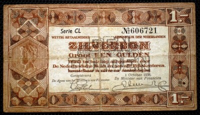 43 OLANDA ZILVERBON 1 GULDEN 1938 SR. 721 foto