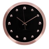 Cumpara ieftin Ceas perete rama aluminiu auriu rose negru 40 cm