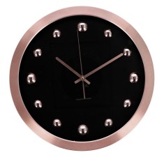 Ceas perete rama aluminiu auriu rose negru 40 cm