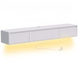 HOMCOM Mobilă TV suspendată flotantă 160 cm cu iluminare LED și prize, mobilă pentru televizor 182,88 cm, alb | Aosom Romania