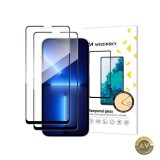 Folie de protectie Ecran WZK pentru Apple iPhone 16e / 14 / 13 Pro / 13 Sticla Securizata Full Glue Set 2 bucati Neagra