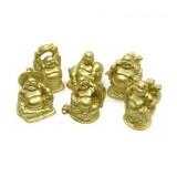 Set 6 Statuete Feng Shui Buddha aurii pentru prosperitate cu Pepita si Sac 4,5