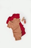 Set 2 body-uri bebe unisex din bumbac organic si modal - Maro Rosu, BabyCosy (Marime: 12-18 Luni)