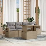 Gossi set canapele de gradina cu perne, 5 piese, bej, poliratan