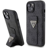 Husa iPhone 15 originala Guess Grip Stand 4G Triangle Strass, negru, GUHCP15SPGS4TDK