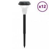 Cumpara ieftin Lampi solare alei cu tarusi de pamant 12 buc., alb