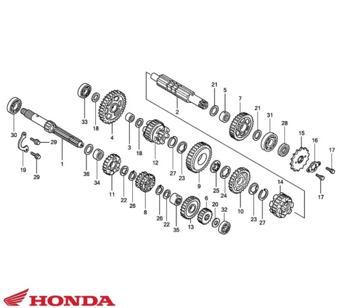 Pinion original treapta 3 si 4 cutie viteze Honda CBR 125 R (04-19) - CBR 125 RS Repsol (05-19) - CBR 125 RT (12-19)