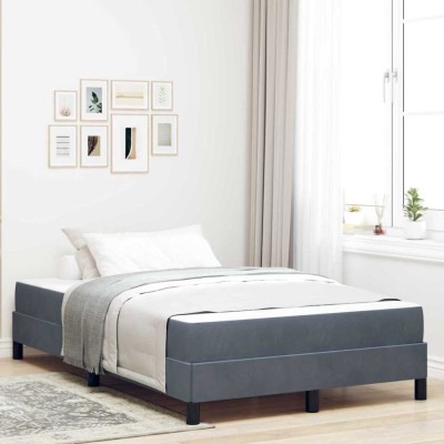 vidaXL Pat boxspring cu saltea Gri &amp;icirc;nchis 120 x 200 cm Catifea 3398684 foto