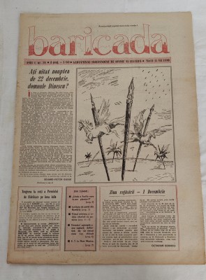 Ziarul BARICADA (31 iulie 1990) Anul I nr. 29 foto