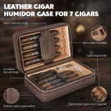 Cumpara ieftin Set Humidor Portabil Scotte cu Bricheta Torta, 7 Tigari, Cedar, Piele Aspect Strut, Maro