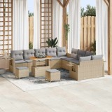 vidaXL Set de canapele pentru grădină 13 pcs Bej poliratan