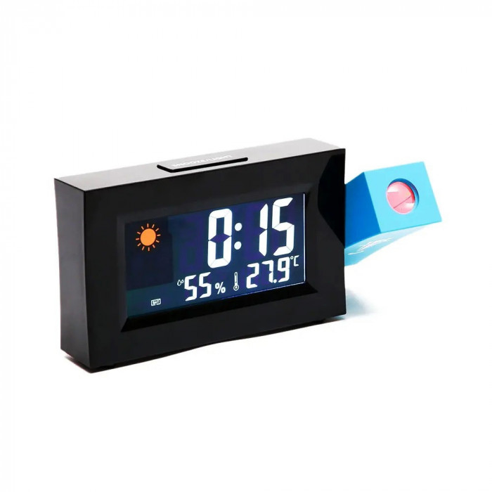 Ceas Digital Cu Termometru Higrometru Alarma Si Proiectie