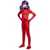 Costum Buburuza Copii IdeallStore, 3-5 Ani, Rosu, Combinezon cu Masca, Poliester, Marime S, Fete