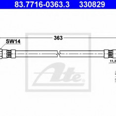 Conducta / cablu frana MERCEDES SPRINTER 3-t platou / sasiu (903) (1995 - 2006) ATE 83.7716-0363.3