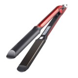 Placa pentru indreptat parul, cu tehnologie anti-statica, cu invelis ceramic, buton On/Off si indicator cu LED, negru/rosu