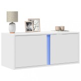 Cumpara ieftin Comodă TV de perete cu lumini LED, alb, 80x31x35 cm