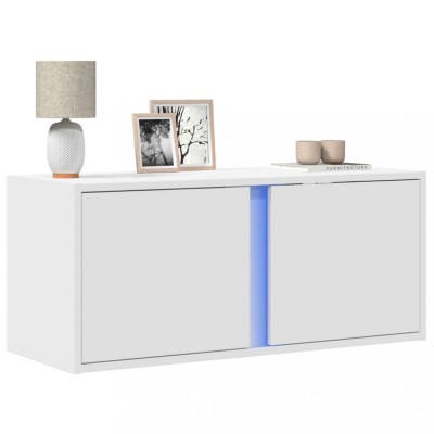 Gossi comoda tv de perete cu lumini led, alb, 80x31x35 cm foto