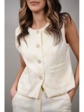 Cumpara ieftin VESTA IN STIL FORMAL CU NASTURI CAPRI S Ivory