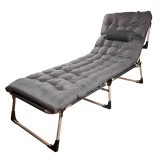 Sezlong pliabil cu 4 trepte, reglaj spatar, otel si material Oxford, 193x66x23 cm, gri Household NewTrend