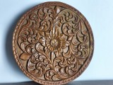 Decoratiune sculptata in lemn de nuc, masiva, sculptura