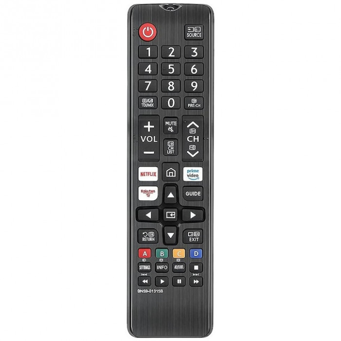 Telecomanda pentru Smart TV Samsung BN59-01315B, x-remote, Universal, seria RU / QLED / TU, Netflix, Prime video, Rakuten, Negru