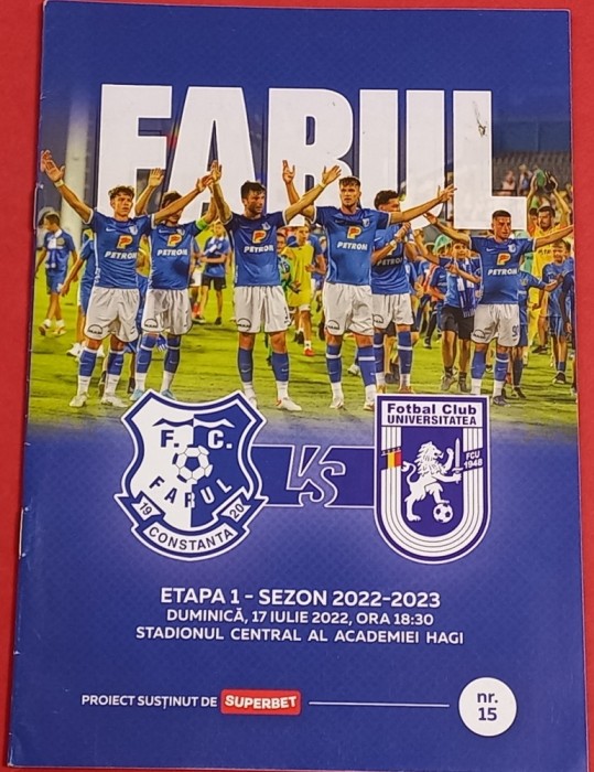 Program meci fotbal FARUL CONSTANTA - FC UNIVERSITATEA CRAIOVA (17.07.2022)