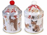 Set 2 borcane Craciun metal multicolor UR &Oslash; 9 cm x 14,5 H