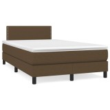 vidaXL Pat cu arcuri, saltea și LED, maro &icirc;nchis, 120x190 cm, textil 3270035