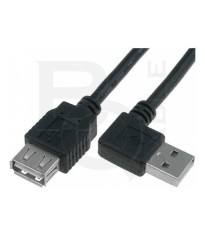 Cablu USB 2.0 A soclu mama - USB A mufa tata in unghi 1.8m negru BQ