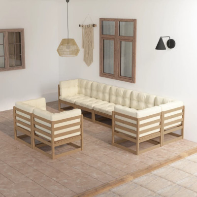 vidaXL Set mobilier de grădină cu perne, 8 piese, lemn masiv pin foto