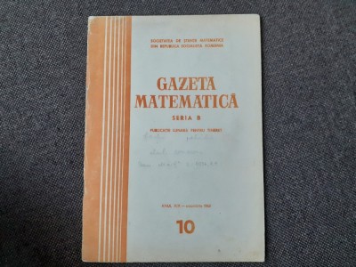 GAZETA MATEMATICA NR 10/1968 foto