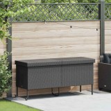 VidaXL Ladă depozitare de grădină cu roți negru 160x55x75 cm poliratan