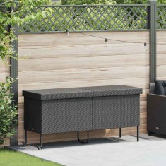 vidaXL Ladă depozitare de grădină cu roți negru 160x55x75 cm poliratan 4103831