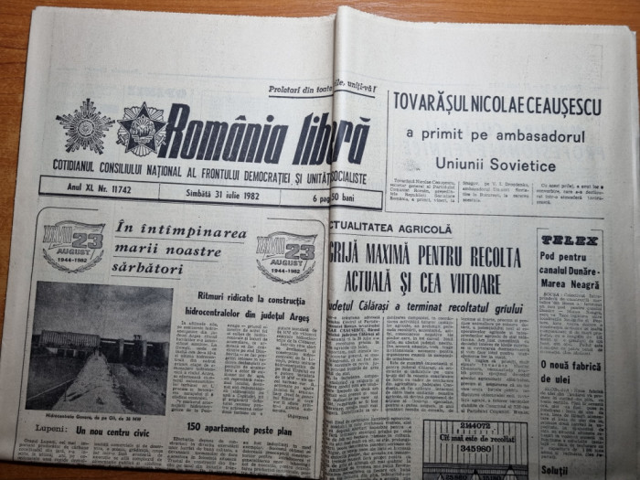 romania libera 31 iulie 1982-hotel balea cascada,maricica puica,ziua marinei