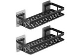 Set 2 etajere pentru baie, aluminiu, negru, 30x13x5 cm