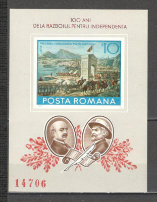 Romania.1977 100 ani Independenta:Pictura-Bl. nedantelat DR.392 foto