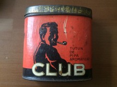 cutie din tabla club tutun de pipa aromatizat tutun taiat fabrica de tigarete bucuresti romania reclama veche RPR