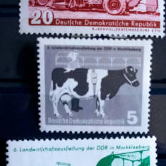 Germania DDR 1958 agricultura,vaca,combine agricole Nestampilata sarniera