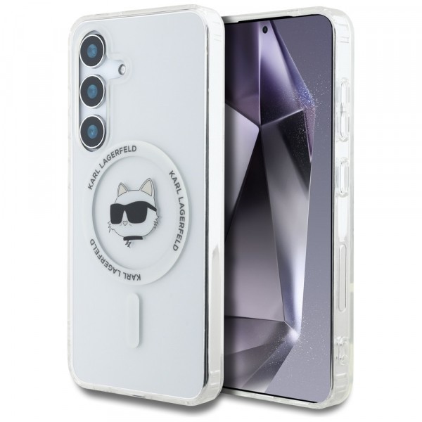 Husa MagSafe pentru Samsung Galaxy S25 S931, Karl Lagerfeld, IML Choupette&#039;s Head, Alba
