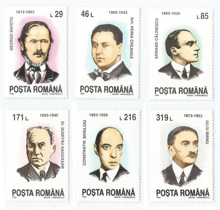 |Romania, LP 1325/1993, Aniversari - Comemorari - Personalitati, MNH